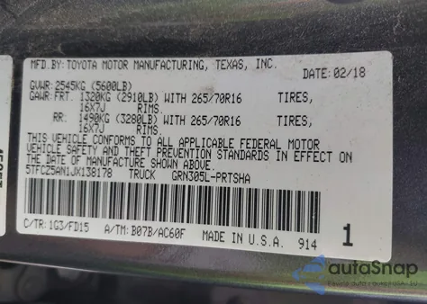 2018 Toyota Tacoma Trd Off Road из США, поврежденный, VIN 5TFCZ5AN1JX138178